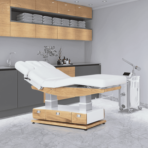 Mesa de masaje eléctrica blanca Cama de tratamiento de examen de spa médico - Kangmei