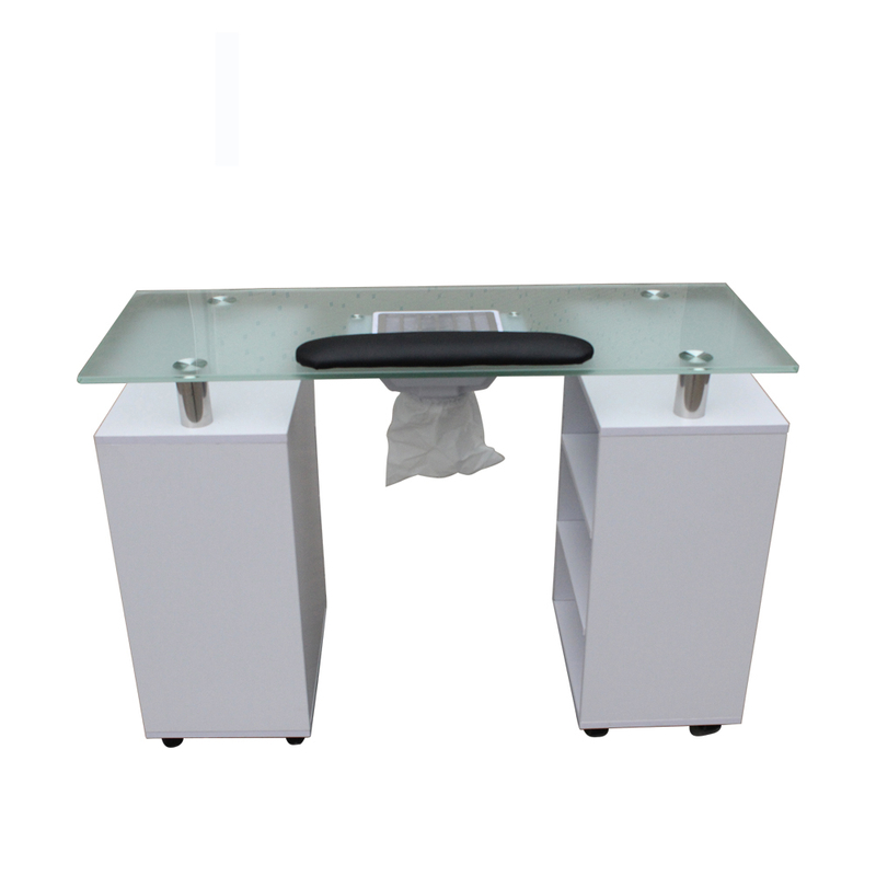 N015 Kangzhimei, venta al por mayor, mesa de manicura con tapa de cristal, mesa para uñas, escritorio para uñas