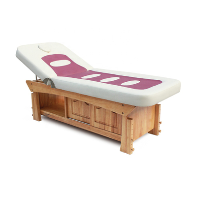 Cama de tratamiento de sofá de mesa de masaje tailandés para spa de servicio pesado más ancha estacionaria a la venta