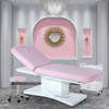 Muebles de salón de belleza Spa de lujo, tratamiento de cuerpo completo, pestañas cosméticas, 3 extensiones de Motor eléctrico, cama de masaje de mesa Facial rosa
