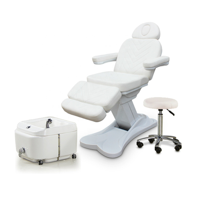 Mesa de masaje eléctrica blanca, cama facial de belleza, silla de podología