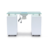 Mesa de manicura con estación de escritorio para uñas blanca con tapa de vidrio - Kangmei