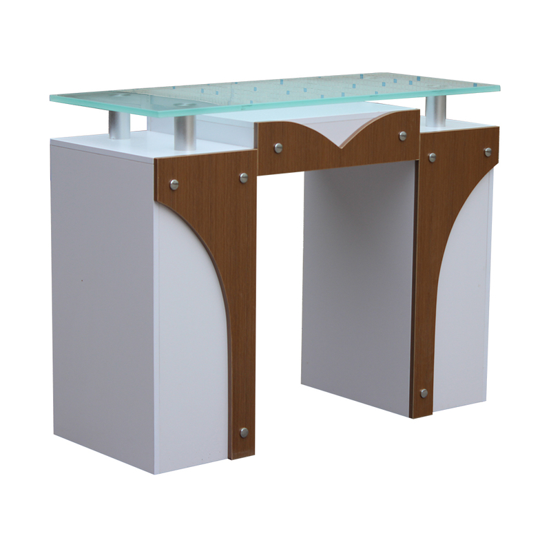 Mesa de manicura con tapa de vidrio, escritorio para uñas con recolector de polvo - Kangmei
