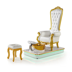 Salón de uñas de belleza de estilo barroco real europeo moderno de lujo con respaldo alto para pies Spa sofá capitoné reina trono silla de pedicura
