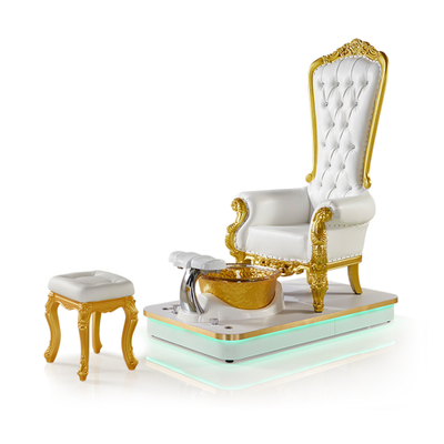 Salón de uñas de belleza de estilo barroco real europeo moderno de lujo con respaldo alto para pies Spa sofá capitoné reina trono silla de pedicura