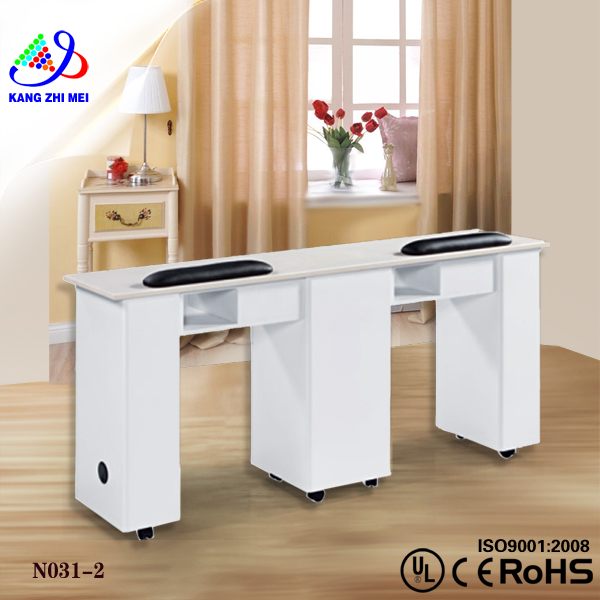 N031-2 con gabinete doble sobre ruedas Popular Beauty Spa Furniture Nail Table Manicure Table