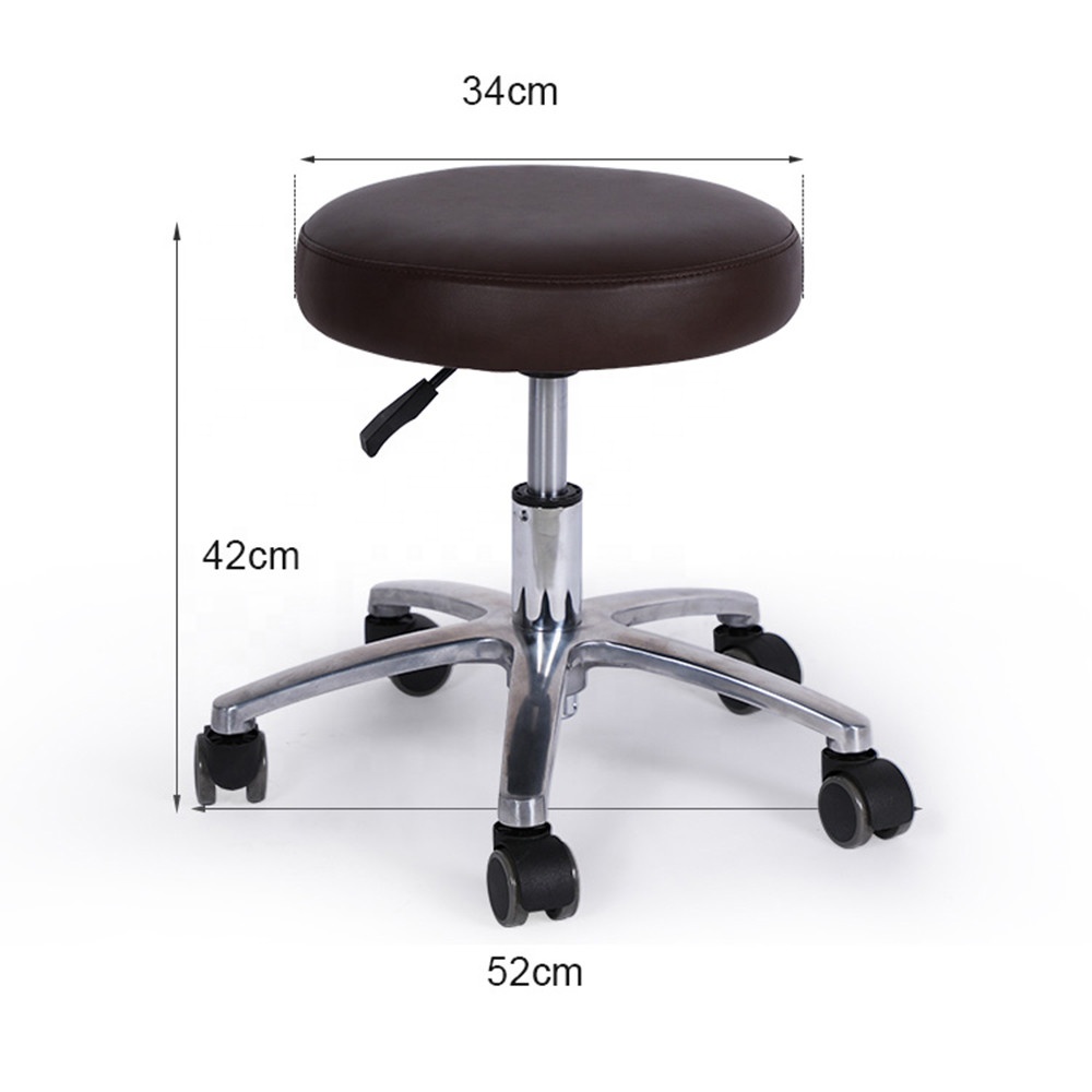 Muebles de salón de belleza Kangmei, taburete de técnico de pedicura rodante redondo hidráulico ajustable, silla con ruedas